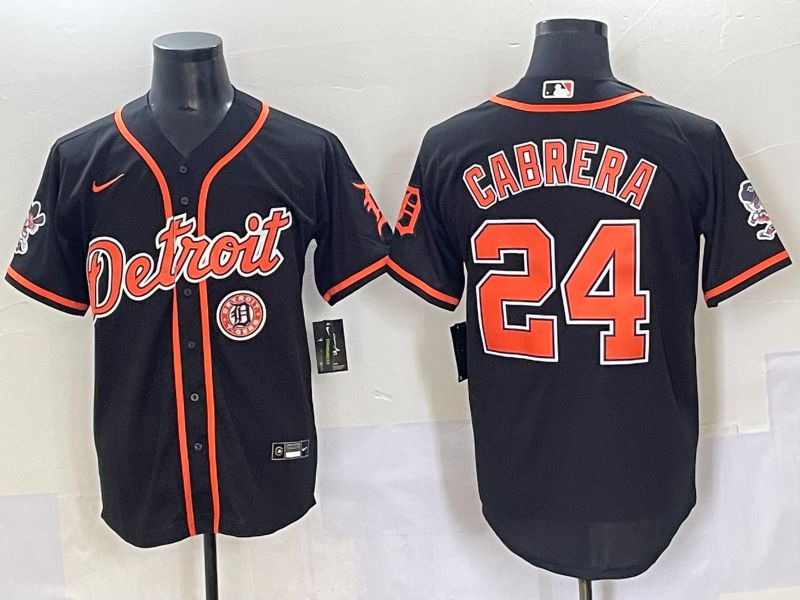 Men 2025 Detroit Tigers #24 Cabrera Black Joint Name Nike MLB Jersey style 7
